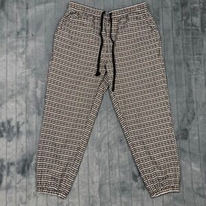 American Eagle Houndstooth Jogger Pants Brown Black White Medium Short Tapered